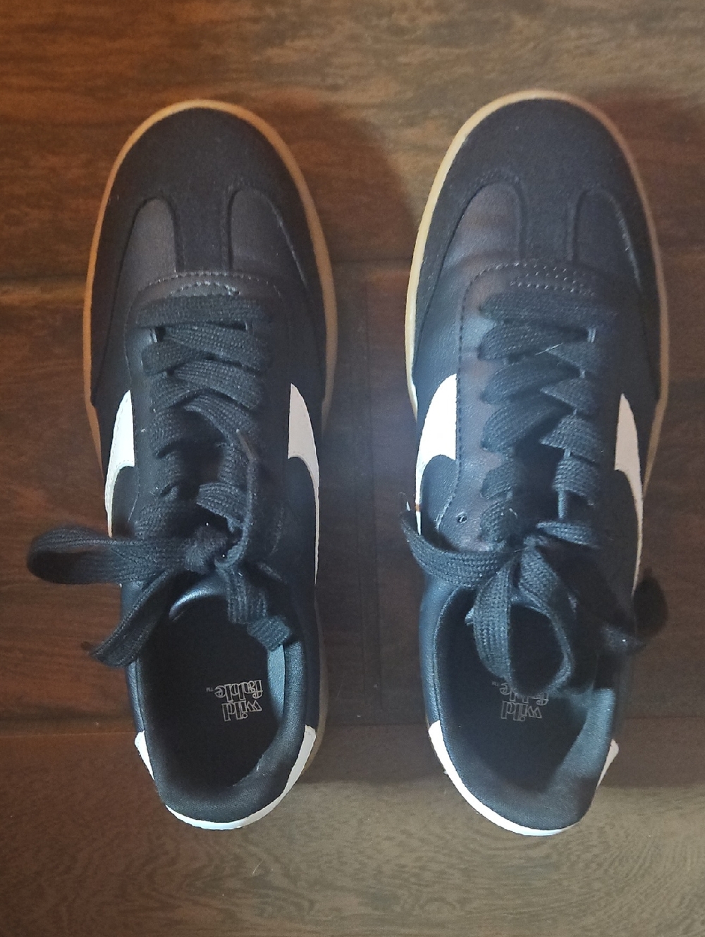 Black and White Low-Top Sneakers with Gum Sole